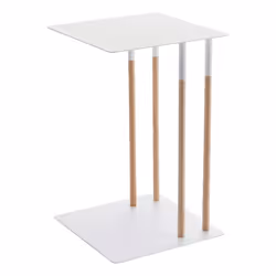 Yamazaki 4803, Bout de canapé, Forme carrée, 4 pieds, Blanc