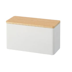 Yamazaki 4807 Boîte de rangement Rectangulaire Polywood, Acier Noir, Bois