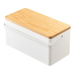 Yamazaki 5060 Boîte de rangement Rectangulaire ABS, Coton, Polyester, Acier, Bois Blanc, Bois