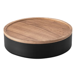Yamazaki 5800 Boîte de rangement Rond Acier, Bois Noir, Bois