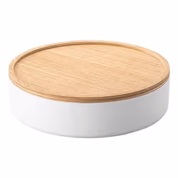 Yamazaki 5801, Boîte de rangement, Blanc, Bois, Rond, Acier, Bois, Monochromatique, Intérieure