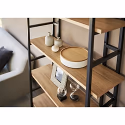 Yamazaki 5801 Boîte de rangement Rond Acier, Bois Blanc, Bois
