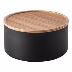 Yamazaki 5802, Boîte de rangement, Noir, Bois, Rond, Acier, Bois, Monochromatique, Intérieure