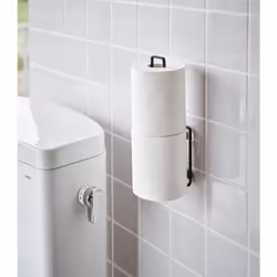 Yamazaki - Porte papier toilettes avec ventouse - H25 cm - Noir