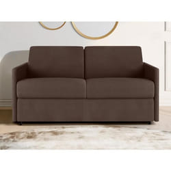Canapé 2 places convertible express en tissu marron - Couchage 120 cm - Matelas 14 cm CALIFE