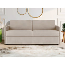 Canapé 4 places convertible express en tissu beige - Couchage 160 cm - Matelas 18 cm CALIFE