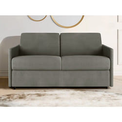 Canapé 2 places convertible express en tissu gris clair - Couchage 120 cm - Matelas 18 cm CALIFE