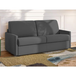 Vente-unique - Canapé 2 Places Convertible Express En Tissu Gris - Couchage 120 Cm - Matelas 14 Cm Calife