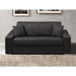 Canapé 2 places convertible express en tissu EMIR - Anthracite - Couchage 120 cm - Matelas 14 cm