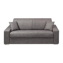Canapé 2 Places Convertible Express En Tissu Emir - Gris - Couchage 120 Cm - Matelas 14 Cm