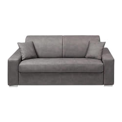 Canapé 3 places convertible express en tissu EMIR - Gris - Couchage 140 cm - Matelas 22 cm avec mémoire de forme