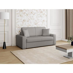 Canapé 2 places convertible express en simili EMIR - Gris - Couchage 120 cm - Matelas 14 cm
