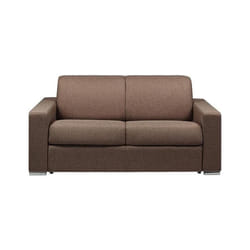 Canapé 2 places convertible express en tissu marron - Couchage lattes larges 120 cm - Matelas 14 cm CALITO