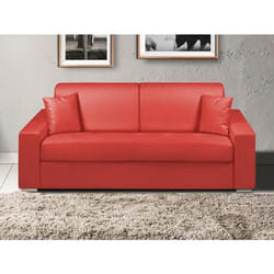 Canapé 3 places convertible express en simili EMIR - Rouge - Couchage à lattes larges 140 cm - Matelas 14 cm