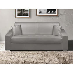 Canapé 3 places convertible express en simili EMIR - Gris - Couchage à lattes larges 140 cm - Matelas 14 cm