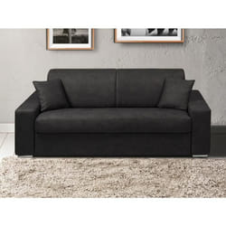 Canapé 3 places convertible express en tissu EMIR - Anthracite - Couchage à lattes larges 140 cm - Matelas 14 cm