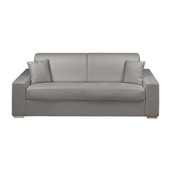 Canapé 4 places convertible express en simili EMIR - Gris - Couchage à lattes larges 160 cm - Matelas 18 cm