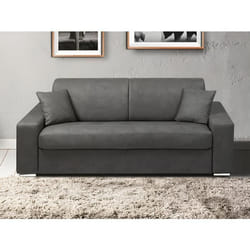 Canapé 4 places convertible express en tissu EMIR - Gris - Couchage à lattes larges 160 cm - Matelas 18 cm