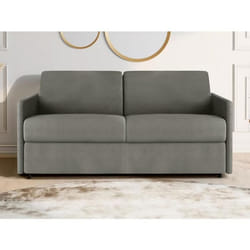 Canapé 3 places convertible express en tissu gris clair - Couchage à lattes larges 140 cm - Matelas 14 cm CALIFE