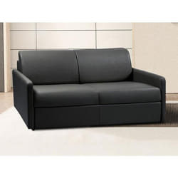 Canapé 3 places convertible express en simili noir - Couchage à lattes larges 140 cm - Matelas 14 cm CALIFE