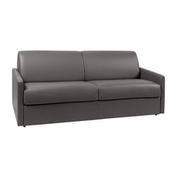 Canapé 4 places convertible express en simili gris - Couchage à lattes larges 160 cm - Matelas 14 cm CALIFE