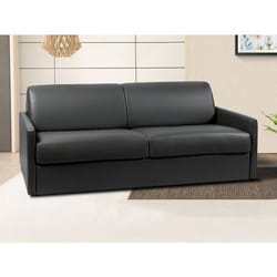 Canapé 4 places convertible express en simili noir - Couchage à lattes larges 160 cm - Matelas 14 cm CALIFE