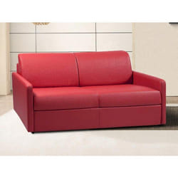 Vente-unique - Canapé 3 Places Convertible Express En Simili Rouge - Couchage À Lattes Larges 140 Cm - Matelas 18 Cm Calife