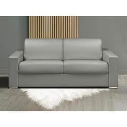 Canapé 3 places convertible express en simili CALITO - Gris - Couchage 140 cm - Matelas 14 cm