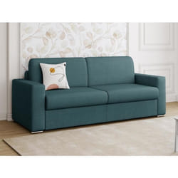 Canapé 3 places convertible express en tissu bleu - Couchage 140 cm - Matelas 14 cm CALITO