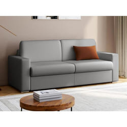 Canapé 4 places convertible express en simili CALITO - Gris- Couchage 160 cm - Matelas 14 cm