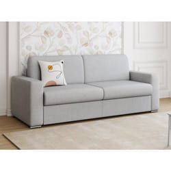 Canapé 4 places convertible express en tissu gris - Couchage 160 cm - Matelas 14 cm CALITO