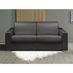 Canapé 3 places convertible express en simili CALITO - Noir - Couchage 140 cm - Matelas 18 cm