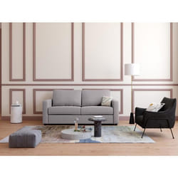 Canapé 3 places convertible express en tissu gris - Couchage 140 cm - Matelas 14 cm DONETO