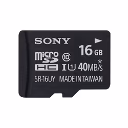 Sony SR-16UYA, 16 Go, MicroSDHC, Classe 10, 40 Mo/s, Résistant aux chocs, Noir