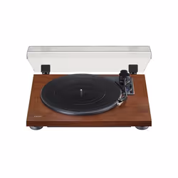 Platine à entraînement par courroie avec 3 vitesses (33/45/78 tours/minute) émetteur Bluetooth intégré design élégant en noye ...