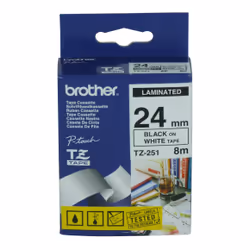 Brother TZ-251, TZ, Noir, 8 m, 2,4 cm