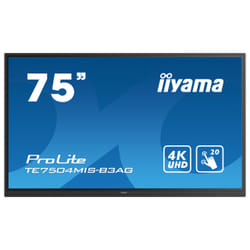 iiyama TE7504MIS-B3AG affichage de messages Écran plat interactif 75" Wifi 400 cd/m² 4K Ultra HD Noir Écran tactile Intégré dans le processeur iiWare 9.0
