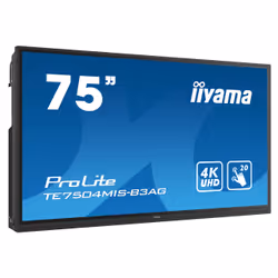 iiyama TE7504MIS-B3AG affichage de messages Écran plat interactif 75" Wifi 400 cd/m² 4K Ultra HD Noir Écran tactile Intégré dans le processeur iiWare 9.0