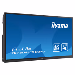 iiyama TE7504MIS-B3AG affichage de messages Écran plat interactif 75" Wifi 400 cd/m² 4K Ultra HD Noir Écran tactile Intégré dans le processeur iiWare 9.0