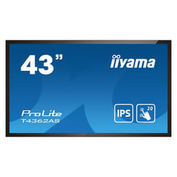 iiyama T4362AS-B1 affichage de messages Écran plat interactif 108 cm (42.5") IPS 500 cd/m² 4K Ultra HD Noir Écran tactile Intégré dans le processeur Android 8.0 24/7