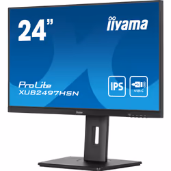 iiyama ProLite XUB2497HSN-B2 Écran IPS 24 Pouces Full HD USB-C Dock 65W RJ45 Noir - Vue supplémentaire 5
