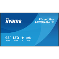 iiyama LE9864UHS-B1AG Écran d'affichage dynamique Écran plat de signalisation numérique 2,49 m (98") Wifi 500 cd/m² 4K Ultra HD Noir Intégré dans le processeur Android 24/7
