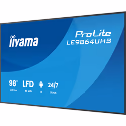 iiyama LE9864UHS-B1AG Écran d'affichage dynamique Écran plat de signalisation numérique 2,49 m (98") Wifi 500 cd/m² 4K Ultra HD Noir Intégré dans le processeur Android 24/7