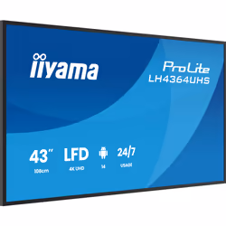 iiyama LH4364UHS-B1AG Écran d'affichage dynamique Écran plat de signalisation numérique 109,2 cm (43") LED Wifi 500 cd/m² 4K Ultra HD Noir Android 24/7