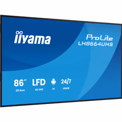 iiyama LH8664UHS-B3AG Écran d'affichage dynamique Écran plat de signalisation numérique 2,17 m (85.6") Wifi 450 cd/m² 4K Ultra HD Noir Intégré dans le processeur Android 24/7 - Vue supplémentaire 4