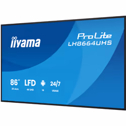 iiyama LH8664UHS-B3AG Écran d'affichage dynamique Écran plat de signalisation numérique 2,17 m (85.6") Wifi 450 cd/m² 4K Ultra HD Noir Intégré dans le processeur Android 24/7 - Vue supplémentaire 6