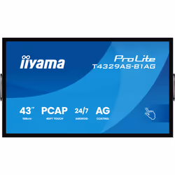 iiyama T4329AS-B1AG Écran d'affichage dynamique Écran plat interactif 108 cm (42.5") LED Wifi 500 cd/m² 4K Ultra HD Noir Écran tactile Intégré dans le processeur Android 24/7