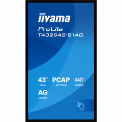 iiyama T4329AS-B1AG Écran d'affichage dynamique Écran plat interactif 108 cm (42.5") LED Wifi 500 cd/m² 4K Ultra HD Noir Écran tactile Intégré dans le processeur Android 24/7