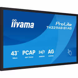 iiyama T4329AS-B1AG Écran d'affichage dynamique Écran plat interactif 108 cm (42.5") LED Wifi 500 cd/m² 4K Ultra HD Noir Écran tactile Intégré dans le processeur Android 24/7 - Vue supplémentaire 4