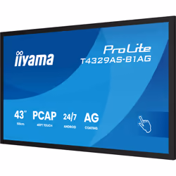 iiyama T4329AS-B1AG Écran d'affichage dynamique Écran plat interactif 108 cm (42.5") LED Wifi 500 cd/m² 4K Ultra HD Noir Écran tactile Intégré dans le processeur Android 24/7 - Vue supplémentaire 8